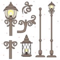 Old fashioned street lamp and elements Royalty Free Stock Photo